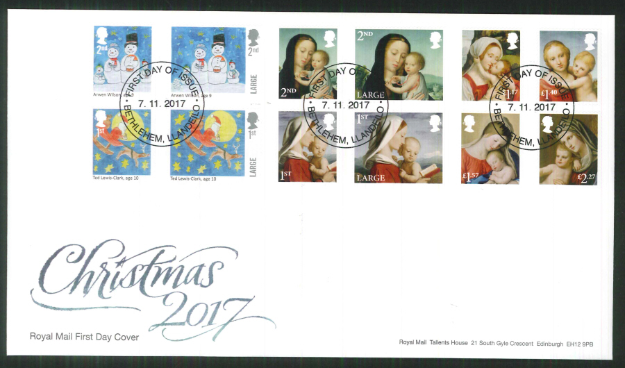 2017 Christmas FDC - Bethlehem, Llandeilo Non Pictorial Postmark